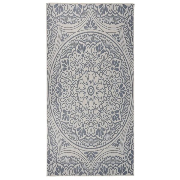 vidaXL Tapis à tissage plat d'extérieur 100x200 cm Motif bleu