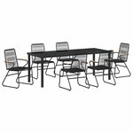 vidaXL Ensemble de salle à manger pour jardin 7 Pièces Noir Rattan PVC