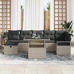 vidaXL Ensemble de canapé de jardin 8 Pièces Gris clair Poly rotin