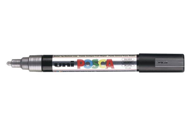 Marqueur pointe conique moyenne posca pc5m 1 8 - 2 5mm argent x 6 posca