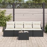 vidaXL Salon de jardin 5 places avec coussins en rattan noir