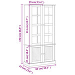 vidaXL Vitrine en verre VIGO 85x35x170 cm bois massif de pin