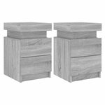 vidaXL Tables de chevet avec lumières LED 2 Pièces sonoma gris 35x39x55cm