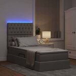 vidaXL Lit avec rangement et LED avec LED Taupe 100 x 200 cm Polyester