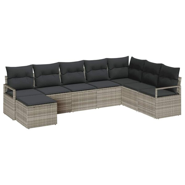 vidaXL Ensemble de canapé de jardin avec coussin 8 Pièces Gris clair
