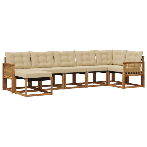 vidaXL Ensemble de canapés d'extérieur 7 Pièces Naturel et Beige