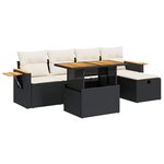 vidaXL Salon de jardin 6 Pièces avec coussins noir résine tressée