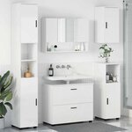vidaXL Ensemble de mobilier de salle de bain 5 Pièces Blanc brillant