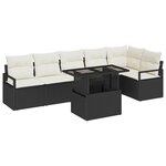 vidaXL Ensemble de canapé de jardin avec coussin 7 Pièces Noir Poly rotin
