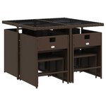 vidaXL Ensemble à manger de jardin et coussins 9 Pièces marron poly rotin