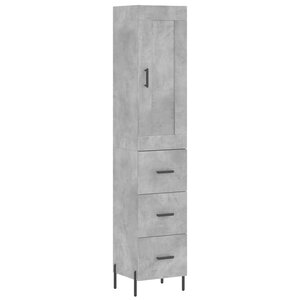 vidaXL Buffet haut Gris béton 34 5x34x180 cm Bois d'ingénierie