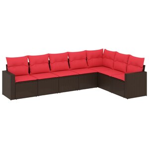 vidaXL Salon de jardin avec coussins 7 Pièces marron résine tressée