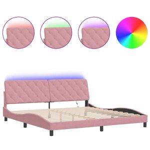 vidaXL Cadre de lit avec LED sans matelas rose 200x200 cm velours
