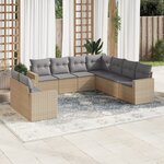 vidaXL Salon de jardin avec coussins 9 Pièces beige résine tressée