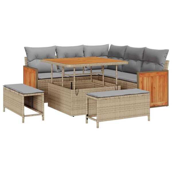 vidaXL Ensemble de canapé de jardin 8 Pièces Beige  gris clair