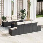 vidaXL Ensemble de canapé de jardin 6 Pièces Noir  Crème 55 x 55 x 37 cm