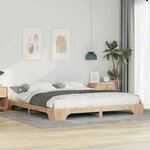 vidaXL Cadre de lit surélevé Marron 200 x 210 cm Bois massif en pin
