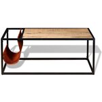vidaXL Table basse avec porte-revues Cuir véritable 110x50x45 cm