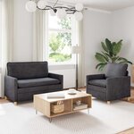 vidaXL Ensemble de Canapés 2 Pièces Gris foncé Polyester
