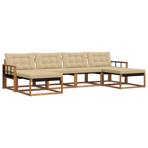 vidaXL Ensemble de canapés d'extérieur 6 Pièces Naturel et Beige