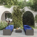 vidaXL Salon de jardin 9 Pièces avec coussins Résine tressée Gris