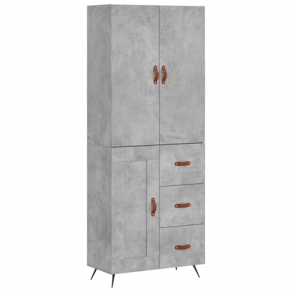 vidaXL Buffet haut Gris béton 69 5x34x180 cm Bois d'ingénierie