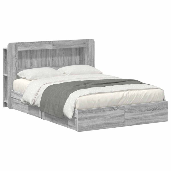 vidaXL Cadre de lit avec rangement Sonoma gris 140 x 200 cm