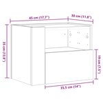 vidaXL Table de chevet murale sonoma gris 45x30x35 cm