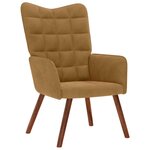 vidaXL Chaise de relaxation avec tabouret Marron Velours
