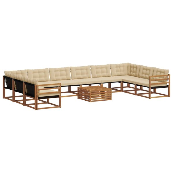 vidaXL Ensemble de canapés d'extérieur 11 Pièces Naturel et Beige