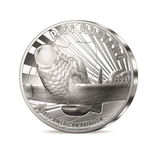 Pièce de monnaie 50 euro France 2021 argent BE – P-51 Mustang