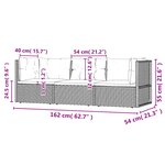 vidaXL Salon de jardin 3 Pièces avec coussins Gris Résine tressée