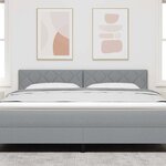 vidaXL Tête de lit avec des lumières à LED Gris clair 180 cm tissu