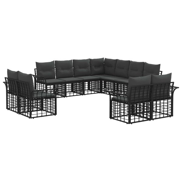 vidaXL Ensemble de canapés d'extérieur 11 pc Noir et Gris foncé