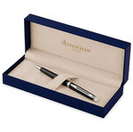 Waterman hemisphere stylo bille  noir brillant  recharge bleue pointe moyenne  coffret cadeau + étui bleu