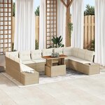 vidaXL Ensemble de canapé de jardin avec coussin 11 Pièces Beige  Crème