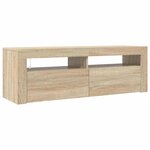 vidaXL Meuble TV avec lumières LED chêne sonoma 120x35x40 cm