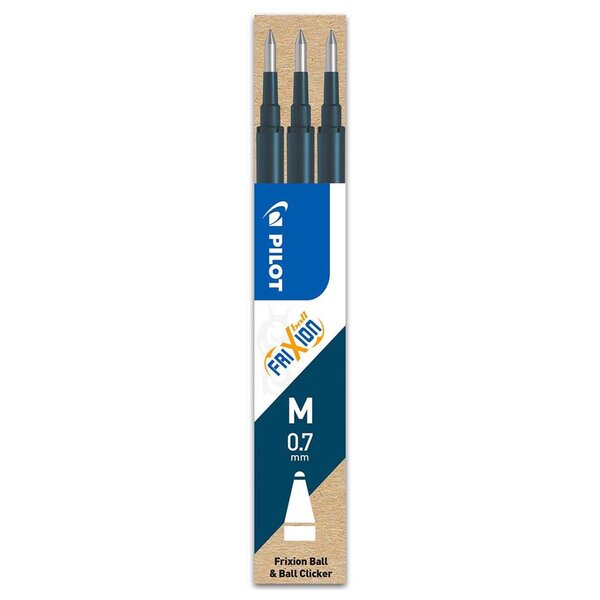 Set de 3 Recharges pour roller FRIXION BALL BLS-FR7 Bleu Noir PILOT