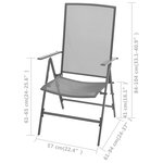 vidaXL Chaises empilables de jardin lot de 2 Acier Gris