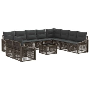 vidaXL Ensemble de canapé de jardin 11 pc Gris polyrotin