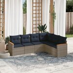vidaXL Salon de jardin 6 Pièces avec coussins gris résine tressée