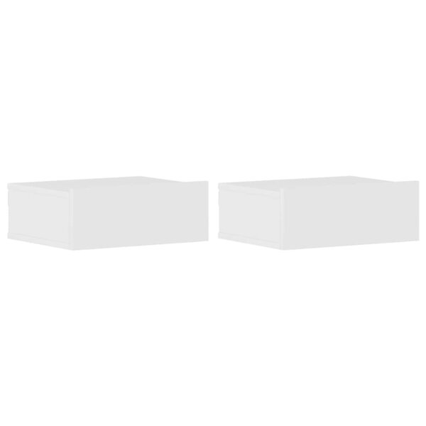 vidaXL Tables de chevet flottantes 2Pièces Blanc brillant Bois ingénierie