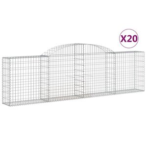 vidaXL Paniers à gabions arqués 20 Pièces 300x30x80/100 cm fer galvanisé