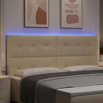 vidaXL Tête de lit LED avec bandes LED Crème 200 cm tissu