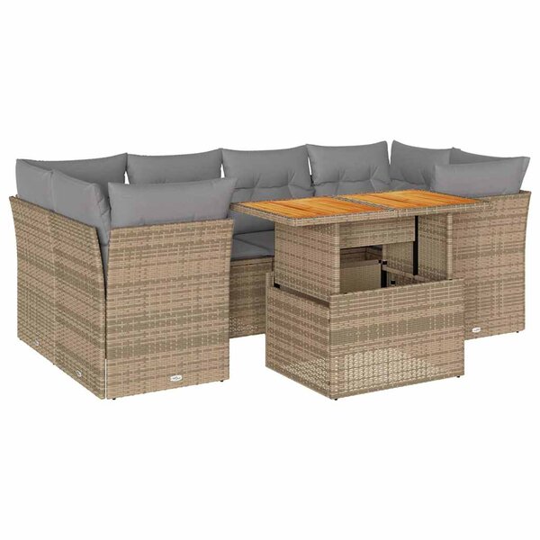 vidaXL Salon de jardin avec coussins 7 Pièces beige résine tressée