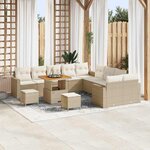 vidaXL Ensemble de canapé de jardin 13 Pièces Beige polyrotin