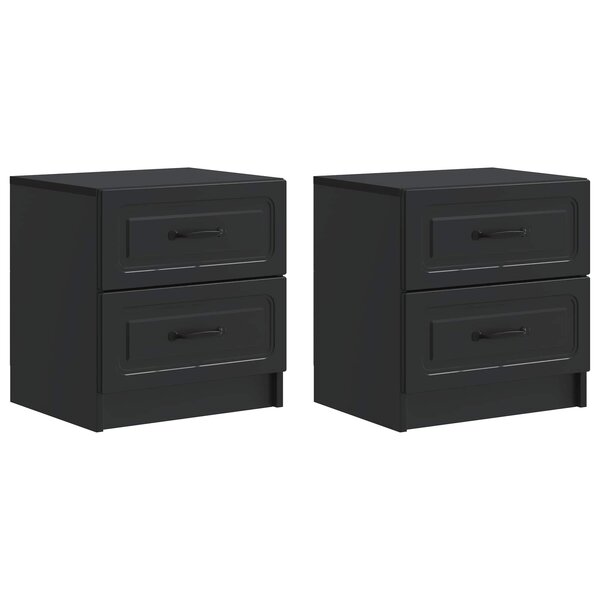 vidaXL Cabinet de chevet avec tiroir 2 Pièces Noir 43 x 34 5 x 44 5 cm