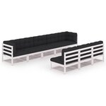 vidaXL Salon de jardin avec coussins 8 Pièces blanc bois de pin massif