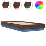 vidaXL Cadre de lit avec lumières LED chêne marron 100x200 cm