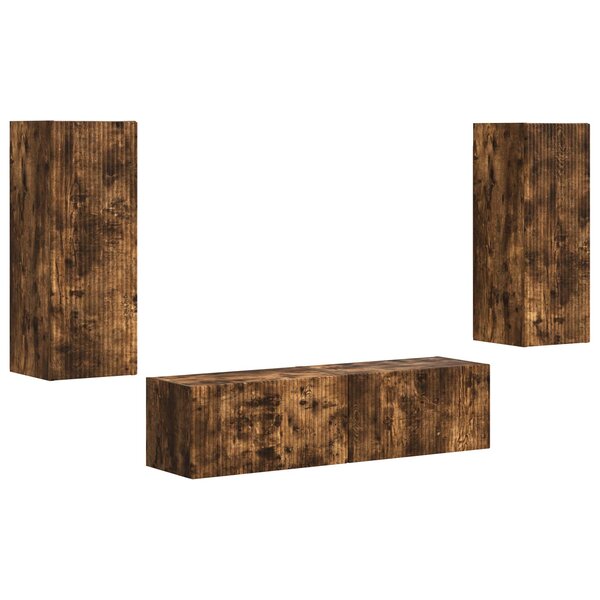 vidaXL Ensemble meuble TV 2 Pièces Chêne fumé Bois d'ingénierie